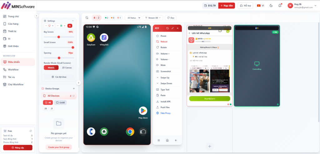 Max Cloud Phone Farm Pannel Control phone